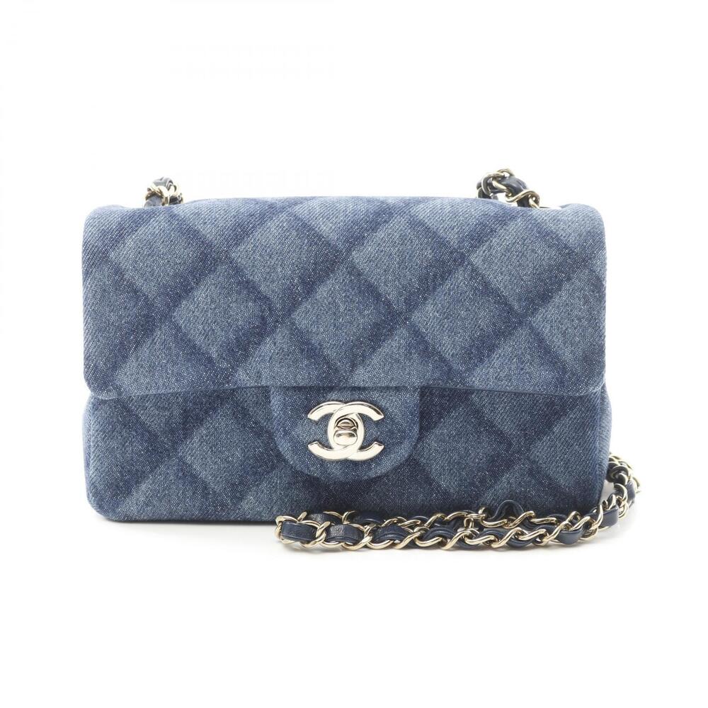 Chanel Matelasse Shoulder Bag Denim Navy Blue
